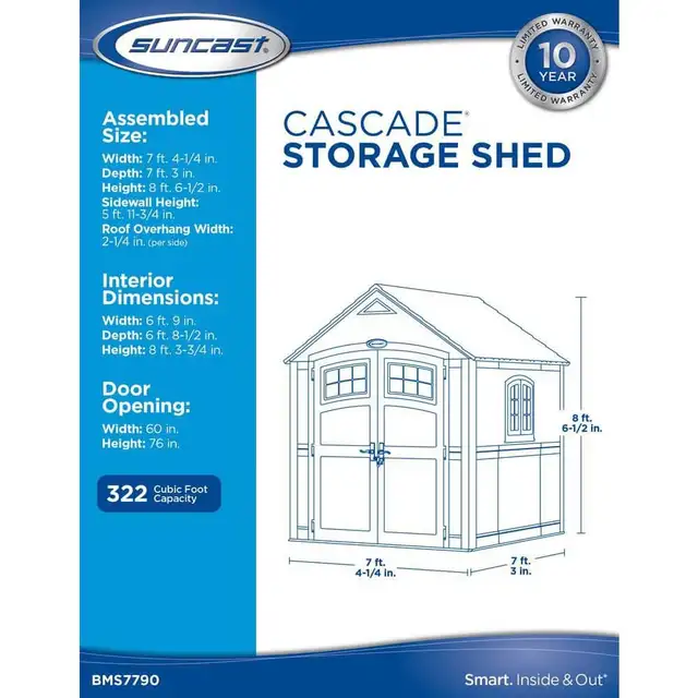 Brand New 7’x 7’ Suncast  Cascade Shed - Photo 2