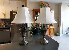 Pair of Vintage Style Metal Vase Table Lamps