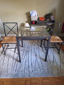 $45 Square Metal Glass dining table set Midland