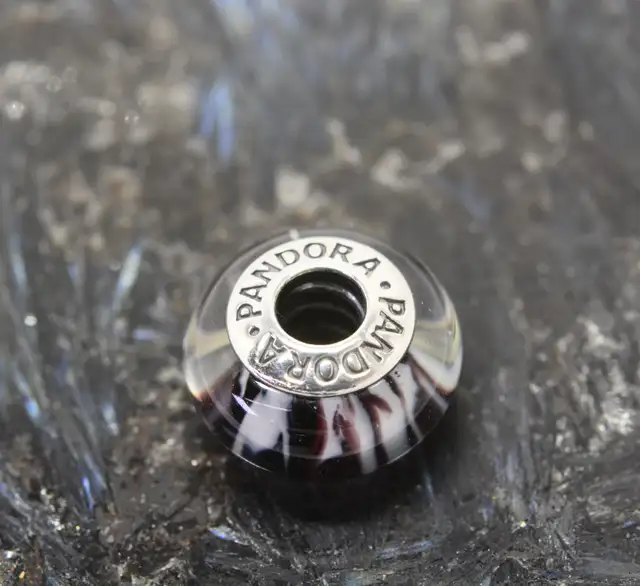 925 PANDORA MURANO GLASS ZEBRA #790938 - Photo 3