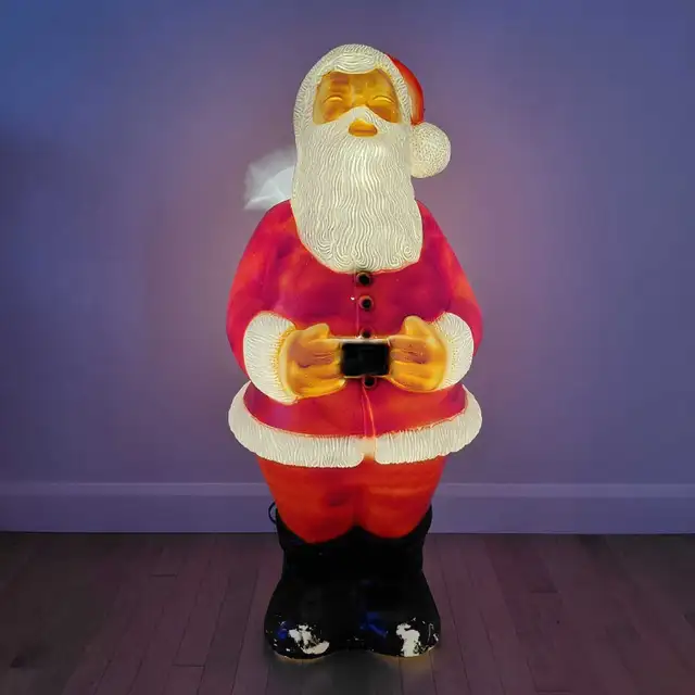 Père Noël illuminé vintage en plastique blow mold - Photo 3