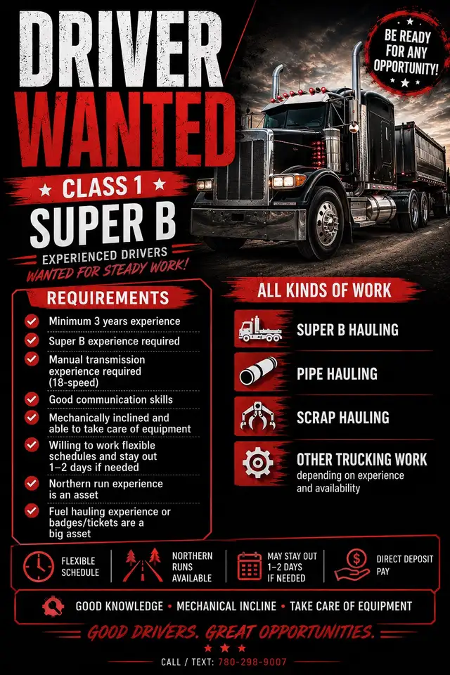 Super B driver wanted