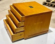 Vintage Oak Wood Dovetailed Four-Drawer Tabletop Cabinet