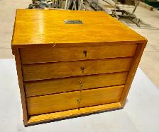 Vintage Oak Wood Dovetailed Four-Drawer Tabletop Cabinet - Photo 2