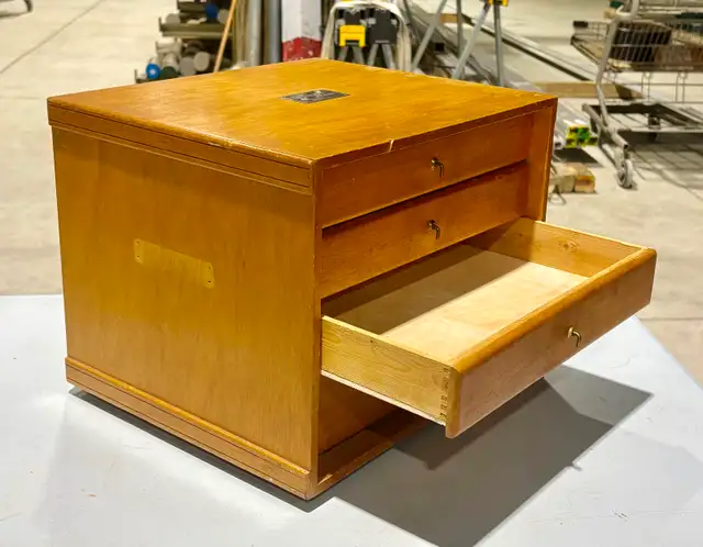 Vintage Oak Wood Dovetailed Four-Drawer Tabletop Cabinet - Photo 4