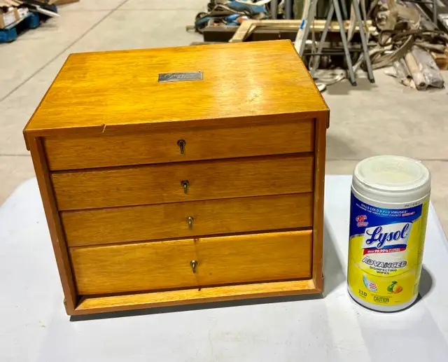 Vintage Oak Wood Dovetailed Four-Drawer Tabletop Cabinet - Photo 6