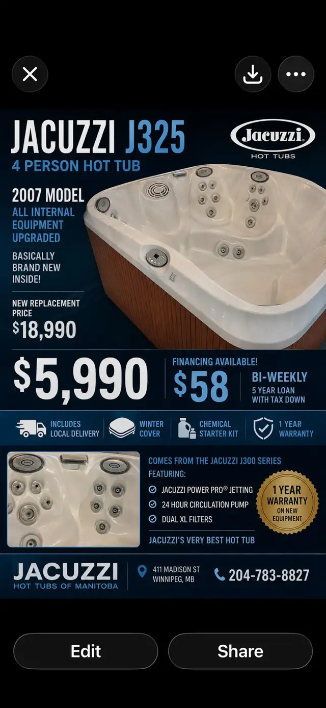 2007 Jacuzzi J325 – Fully Rebuilt Inside!