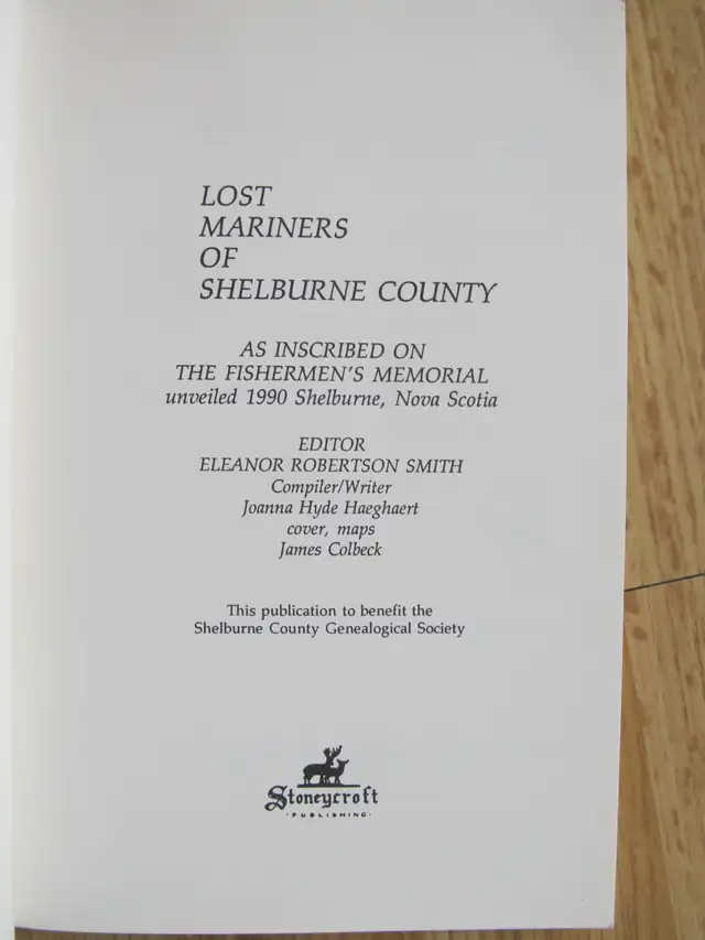 LOST MARINERS OF SHELBURNE COUNTY Vol 1 by Eleanor Smith – 1991 - Photo 3