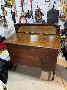 Antique Tiger Oak Buffet with Mirror