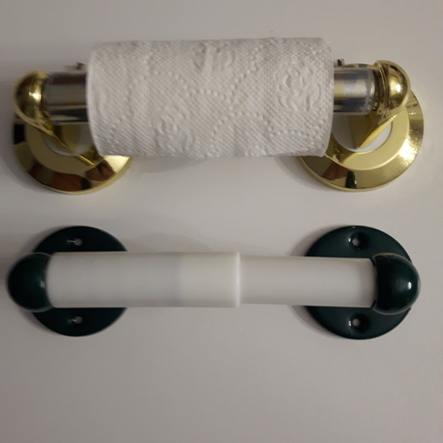 2 PORTE-PAPIER TOILETTE AVEC PIED EN MÉTAL SOLIDES: $5.00 CHACUN - Photo 2