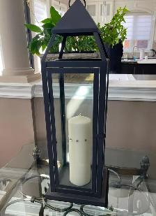 Tall Black Metal Lantern – Glass Candle Lantern – Elegant Décor