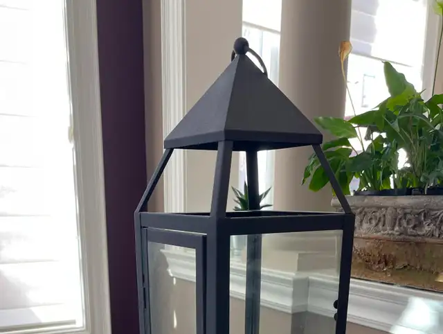Tall Black Metal Lantern – Glass Candle Lantern – Elegant Décor - Photo 2