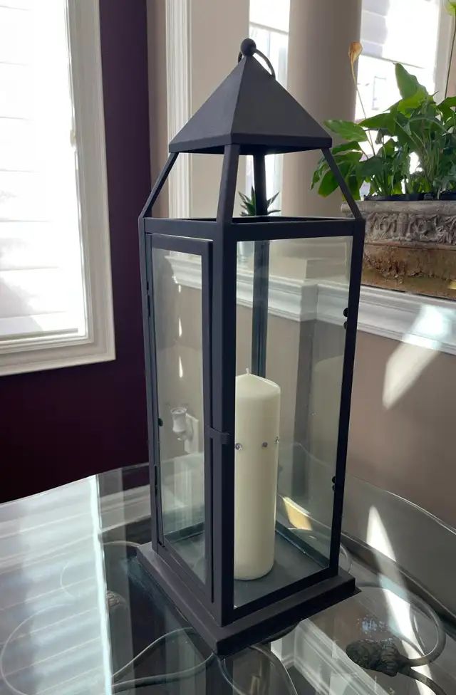 Tall Black Metal Lantern – Glass Candle Lantern – Elegant Décor - Photo 3