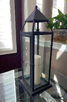 Tall Black Metal Lantern – Glass Candle Lantern – Elegant Décor - Photo 3