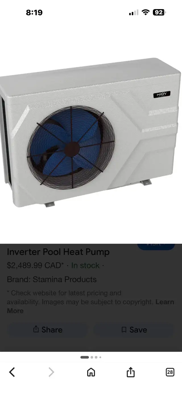 Heat pump for pool