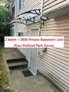 【2 BDRM   DEN PRIVATE BASEMENT UNIT CLOSE TO HOLLAND PARK】