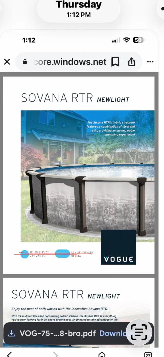18’ Sovana RTR 52" Pool