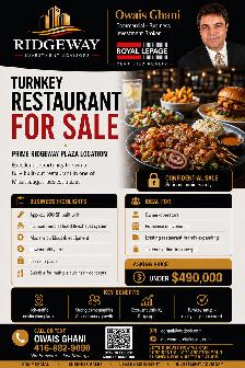 Fully equiped Restaurant for sale at most desirable Mississauga
