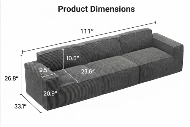 Brand New 111 -inch modular boneless sofa Special $259