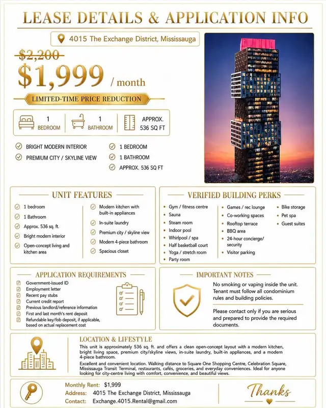 1 bedroom condo apartment mississauga