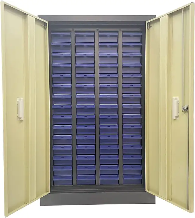 60 Drawers Parts Cabinet Organization Shelves with Door 054528