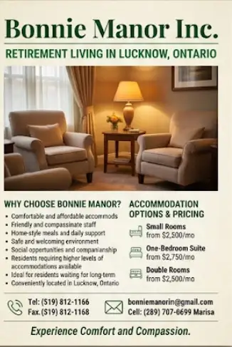 Cozy Retirement Living in Lucknow – Bonnie Manor Inc.
