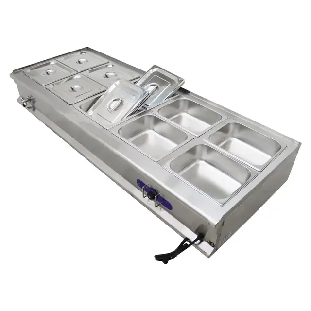 10-Pan Food Soup Warmer 110V Canteen Buffet Steam Heater 190916 - Photo 2
