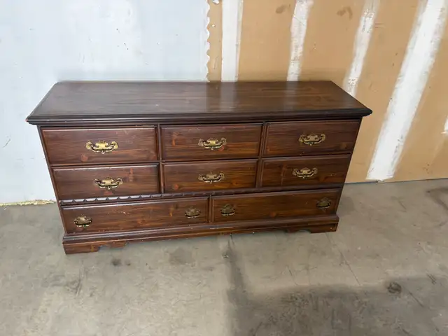 Free delivery used Dark Wood Dresser with 8 Drawers - Photo 5