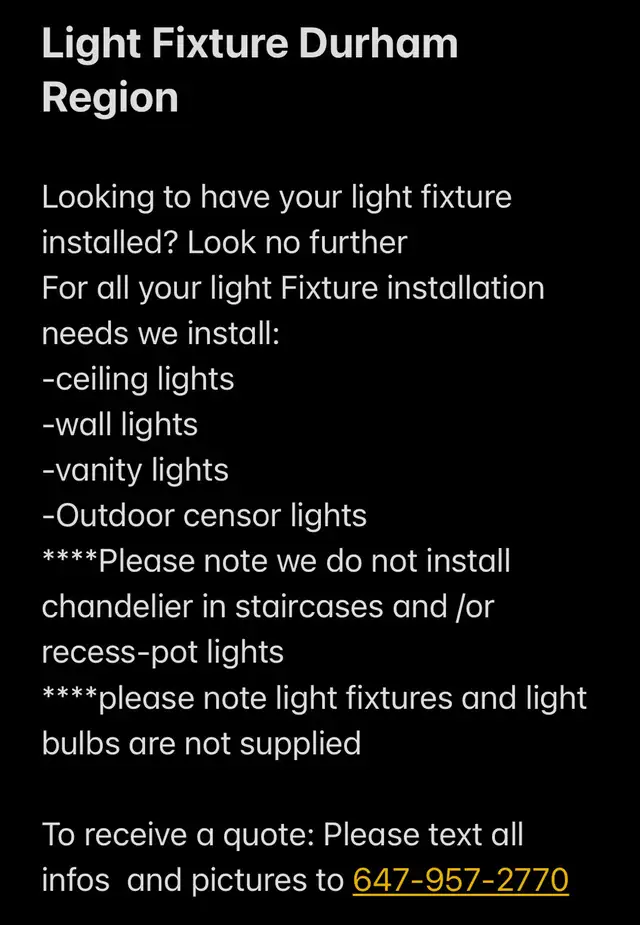 Light Fixture Durham Region 647-957-2770 - Photo 2