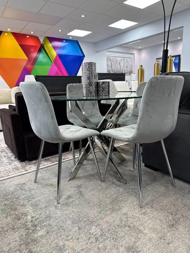 New Elegant Dining Table Set With Tampered Glass Amazing Sale - Photo 2