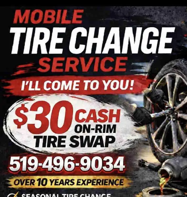 Still have your Winters on? $30 Mobile Tire Change/Swap Service!