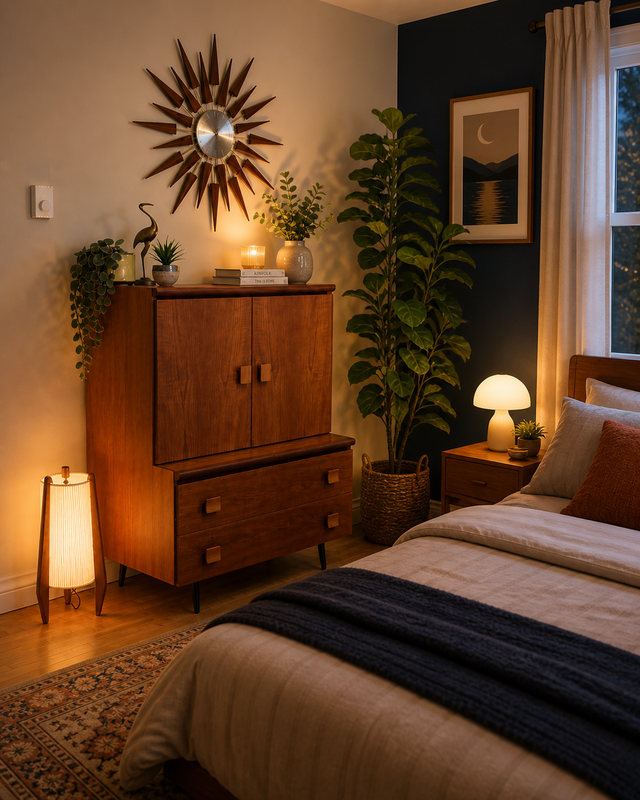 Mid century. TEAK TECK meubles. Lampe / Crédence, buffet disque - Photo 7