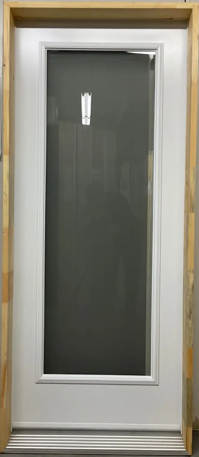 1457PA Porte d’acier 34″G Blanche Sérigraphie side 23×65