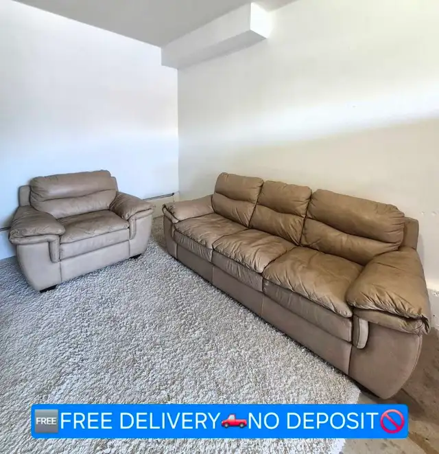FREE DELIVERY Beautiful Leather Matching 3 Seater Sofa & 1 Seate