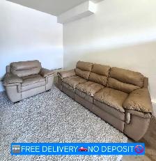 FREE DELIVERY Beautiful Leather Matching 3 Seater Sofa & 1 Seate
