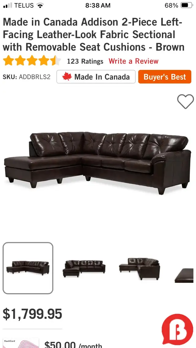 New Brown Leather couch set - Photo 3