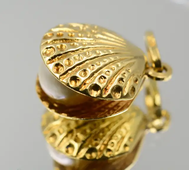 14K CLAMSHELL PEARL PENDANT - Photo 2