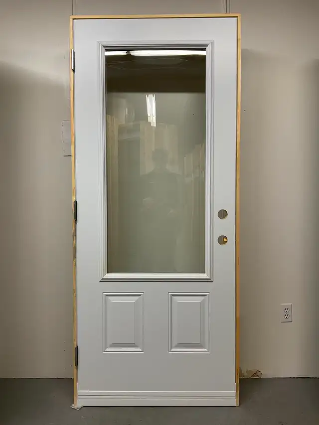 1405PA Porte d’acier 34″D Blanche Verre clair 23×49 - Photo 2
