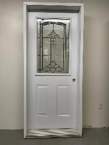1372PA Porte d’acier 34″G Vitrail cathédrale patiné 23×37