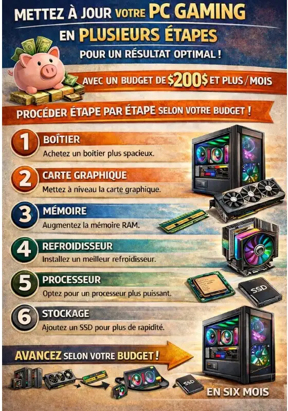 Upgrade PC Gaming – Étape par étape selon votre budget