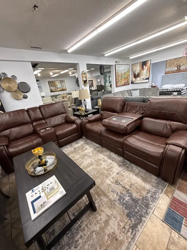 New Leather Power Recliner Sofa Loveseat Set In Huge Sale