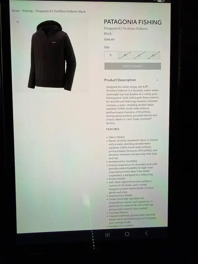 Mens (L) black Patagonia R2 TechFace Pullover Hoody very warm. - Photo 5