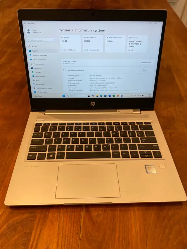 HP ProBook 430 G6 – Intel i5 8e Géné – 24GB RAM – SSD – W