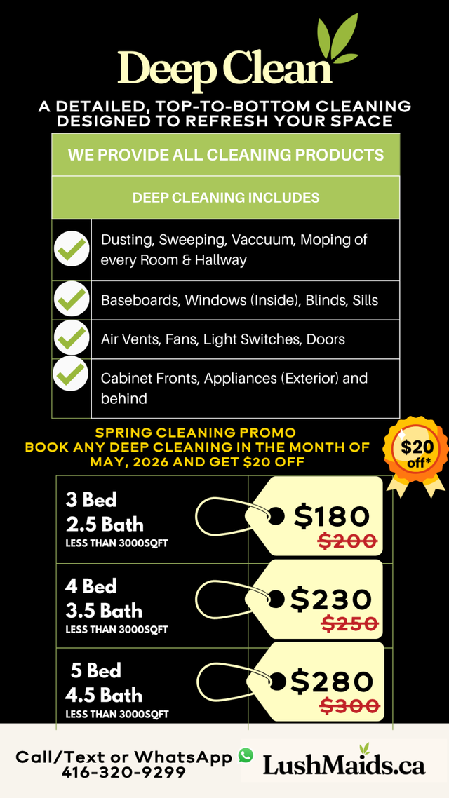 Experienced Cleaning Ladies  $20 Off Deep Cleans in May