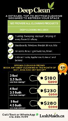Experienced Cleaning Ladies  $20 Off Deep Cleans in May