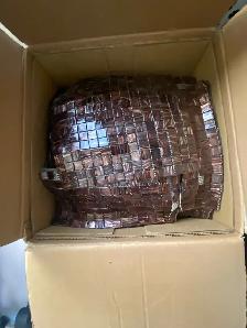 Brown backsplash never use in box weighs approximately 75 lbs