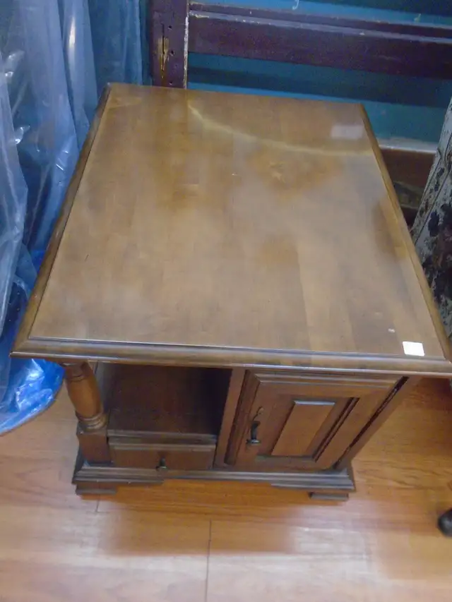 Solid wood table with storage