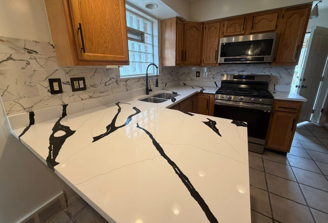 White Quartz Countertop with Black Veins 437-522-8447 - Photo 2