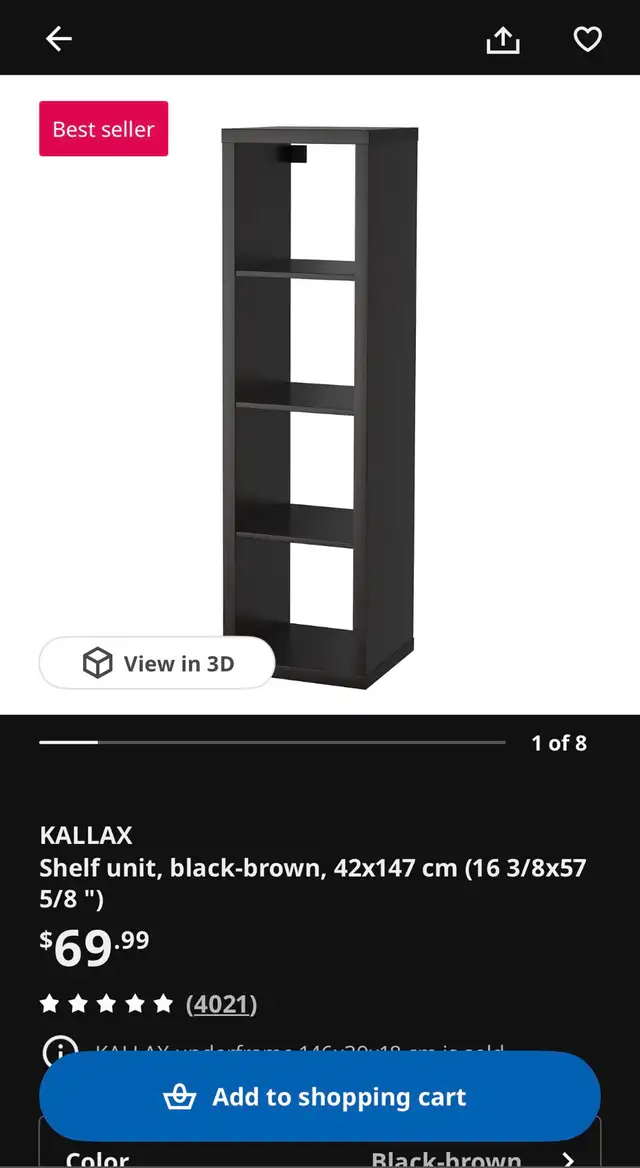 IKEA Kallax black-brown 42 x 147