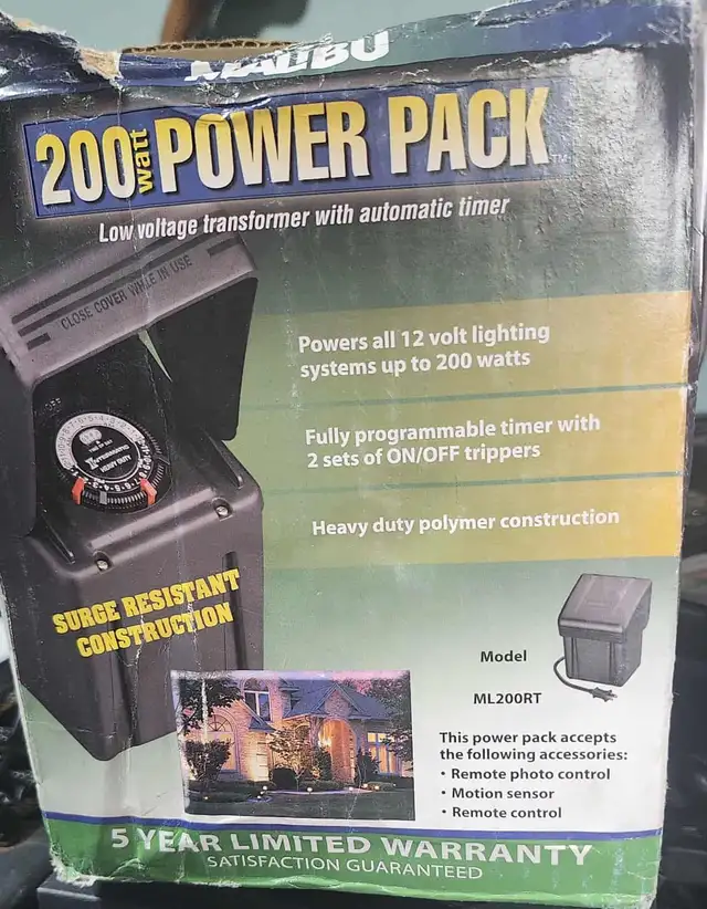 MALIBU 200W LANDSCAPE LIGHT TRANSFORMER  TIMER   SENSOR READY 35